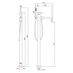 Oioli LIFE Bateria wannowa wolnostojąca ze słuchawką prysznicową Brushed stainless steel 25908