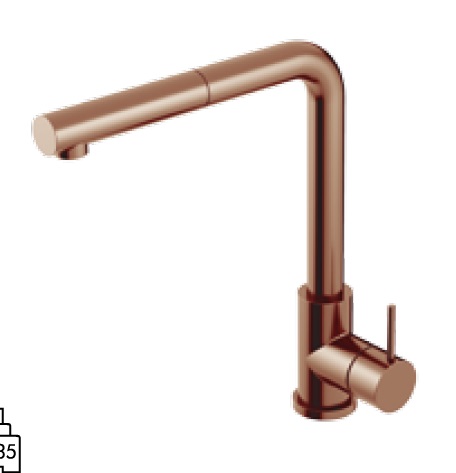Oioli LIFE Bateria zlewozmywakowa jednouchwytowa 1-otworowa Copper PVD 25940-PVD05