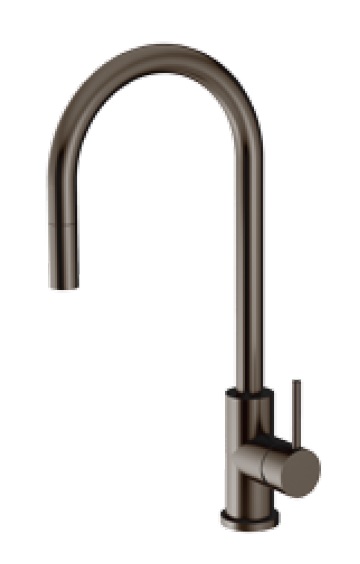 Oioli LIFE Bateria zlewozmywakowa jednouchwytowa 1-otworowa Gunmetal PVD 25947-PVD51