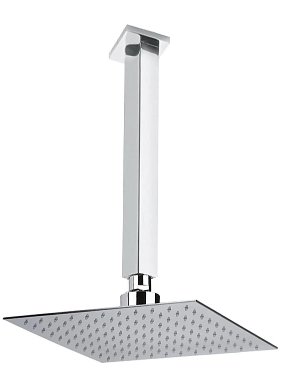 Oioli UNIKA Deszczownica 200x200 mm z ramieniem sufitowym Chrom 1909/INOX-200