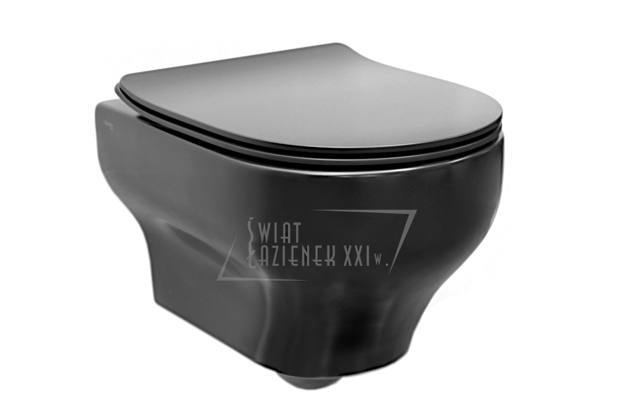 Olympia Ceramica Clear Miska WC Wisząca Rimless 50x36 cm z deską wolnoopadającą Slim czarny mat CLE1202R23+C5CN23