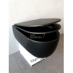 Olympia Ceramica Milady Miska bezrantowa 52x36 z deską wolnoopadającą slim czarny mat MIL120223+C5CN23