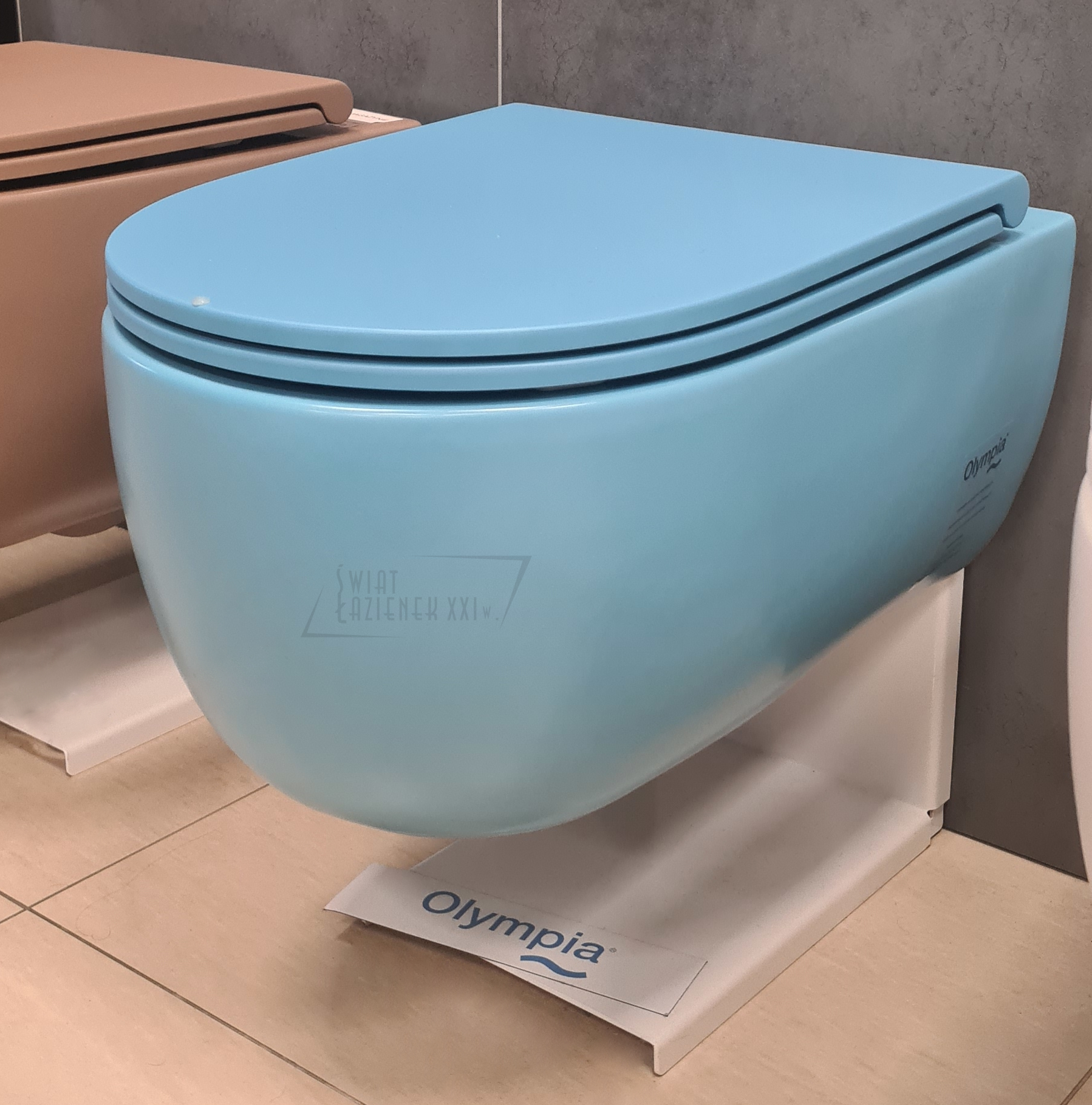 Olympia Ceramica Milady Miska WC Rimless® wisząca 52x36 cm z deską wolnoopadającą SLIM turchese MIL120233+C5CN33