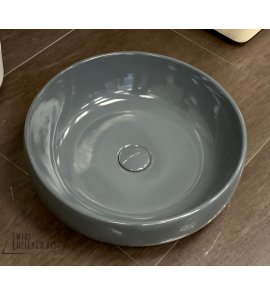      Olympia Ceramica Tondo Umywalka z korkiem ∅45 grey glossy MET4245006+PIL01C06 WYPRZEDAŻ EKSPOZYCJI!!