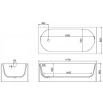 Olympia Ceramica Wanna wolnostojąca z korkiem klik klak 177x82 biały połysk VAORM17711