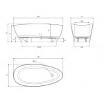 Omnires Barcelona M+ Wanna wolnostojąca 156x71 cm Biały połysk BARCELONA156BP