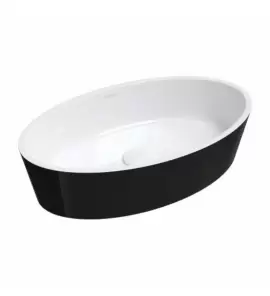   Omnires Bari M+ Umywalka nablatowa 50x30 cm Biały/Czarny połysk BARI500UNBCP