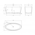 Omnires Roma M+ Wanna wolnostojąca 159x72 cm Biały/Czarny połysk ROMA159BCP