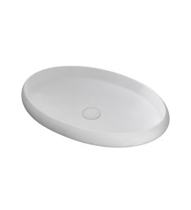 Oval Umywalka wpuszczana w blat owalna 60x40 cm biały mat z korkiem klik klak GD1155TMW
