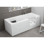 Polimat AVO Wanna przyścienna z drzwiami dla seniora 180x80 cm Biała 00014