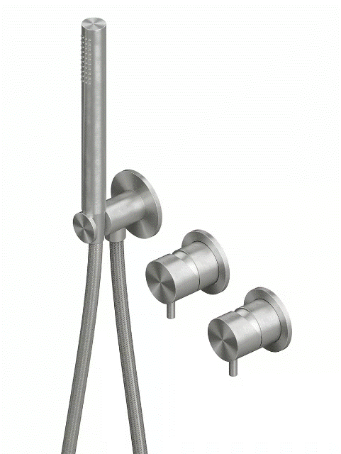 QuadroDesign Source Bateria prysznicowa podtynkowa ze słuchawką i wężem brushed stainless steel 1368.00AS