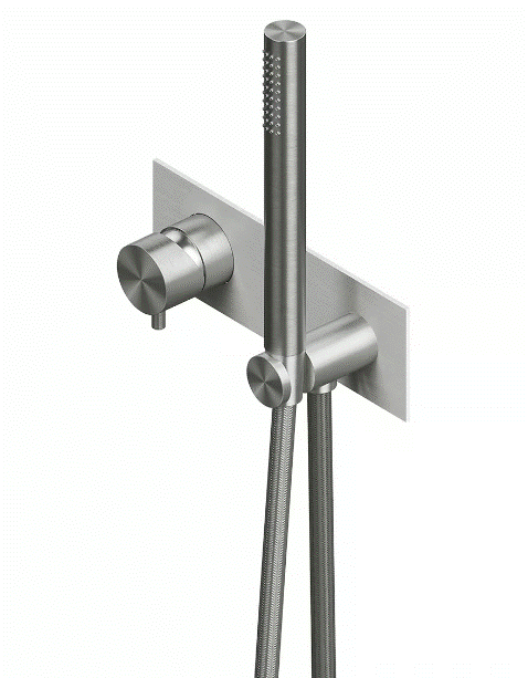 QuadroDesign Source Bateria prysznicowa podtynkowa ze słuchawką i wężem brushed stainless steel 1258R.00AS