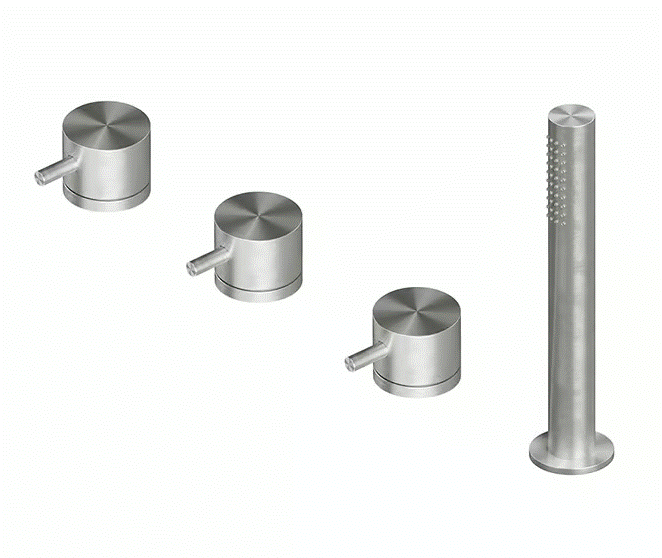 QuadroDesign Source Bateria wannowa na brzeg wanny 4-otworowa brushed stainless steel 1297AS