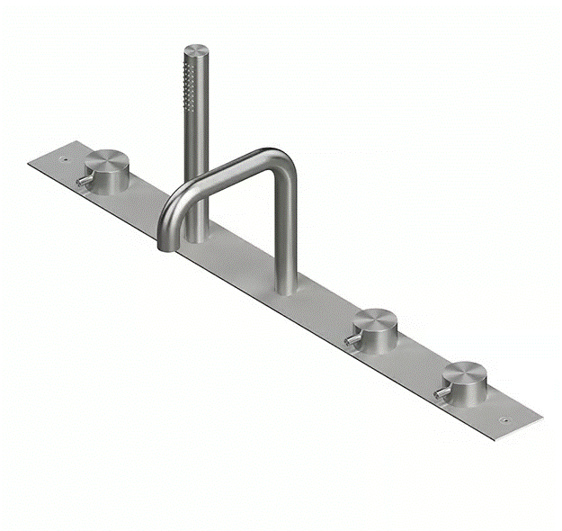 QuadroDesign Source Bateria wannowa na brzeg wanny 5-otworowa brushed stainless steel 1295RAS
