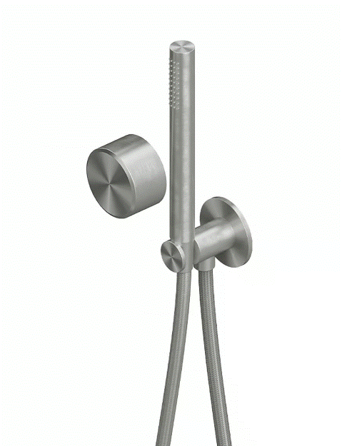 QuadroDesign Stereo Bateria prysznicowa podtynkowa ze słuchawką i wężem brushed stainless steel 1658AS