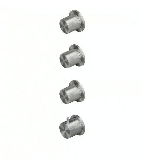 QuadroDesign Stereo Bateria prysznicowa termostatyczna podtynkowa z 3 zaworami odcinającymi brushed stainless steel 1650AS