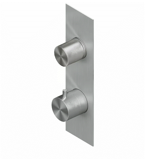 QuadroDesign Stereo Bateria prysznicowa termostatyczna podtynkowa z zaworem odcinającym brushed stainless steel 1688AS