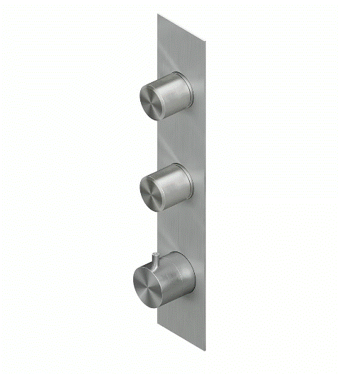 QuadroDesign Stereo Bateria prysznicowa termostatyczna podtynkowa z 2 zaworami odcinającymi brushed stainless steel 1689AS