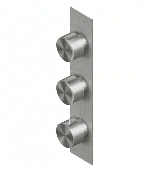 QuadroDesign Stereo Bateria prysznicowa termostatyczna podtynkowa z 2 zaworami odcinającymi brushed stainless steel 1689.0AS