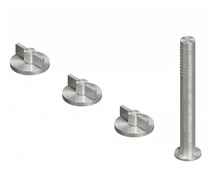 QuadroDesign Valvola01 Bateria wannowa na brzeg wanny 4-otworowa brushed stainless steel 1999AS