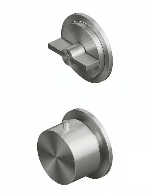 QuadroDesign Valvola01 Bateria prysznicowa termostatyczna podtynkowa z zaworem odcinającym brushed stainless steel 1948.0.00AS