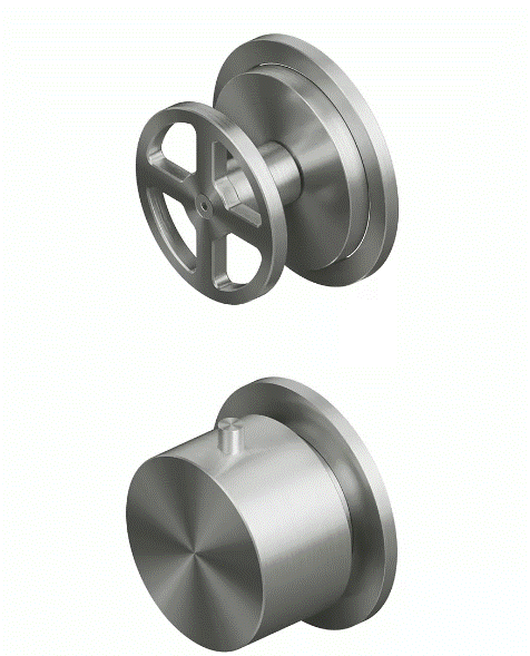 QuadroDesign Valvola02 Bateria prysznicowa termostatyczna podtynkowa z zaworem odcinającym brushed stainless steel 2048.0.00AS