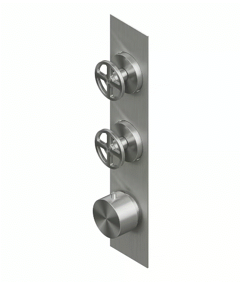 QuadroDesign Valvola02 Bateria prysznicowa termostatyczna podtynkowa z 2 zaworami odcinającymi brushed stainless steel 2089.0AS