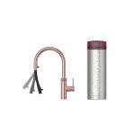 Quooker Zestaw bateria kuchenna z wyciąganą wylewką Flex Round plus zbiornik HOT 3L PRO3 Różowa miedź
