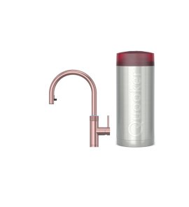 Quooker Zestaw bateria kuchenna z wyciąganą wylewką Flex Round plus zbiornik HOT 7L COMBI+ Różowa miedź