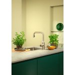 Quooker Zestaw bateria kuchenna z wyciąganą wylewką Flex Square plus zbiornik HOT 3L PRO3 Stal nierdzewna