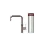 Quooker Zestaw bateria kuchenna z wyciąganą wylewką Flex Square plus zbiornik HOT 3L PRO3 Gunmetal