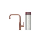 Quooker Zestaw bateria kuchenna z wyciąganą wylewką Flex Square plus zbiornik HOT 3L PRO3 Różowa miedź