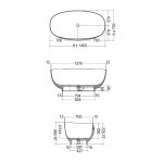 Rak Ceramika CLOUD Wanna wolnostojąca 140x75,3 szary mat CLOBT14075503