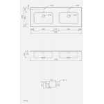 Rak Ceramika Joy Umywalka meblowa podwójna 121x46,5 biały połysk JOYDI12102WH