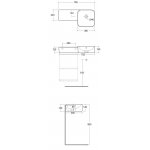 Rak Ceramika PETIT Zestaw Umywalka z blatem z lewej 77x36 biały połysk+Szafka podumywalkowa 40x21 scandinavian oak PETWB37700AWHA+JOYWH040SOK