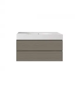 Rak Ceramika Zestaw DES Umywalka 101x46 biały połysk i Szafka Joy grey elm SETDESWH100EGY