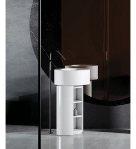 Relax Design Duo Umywalka wolnostojąca ∅50 z szafką cylindryczną white glossy DUO50LX01GLOSSY