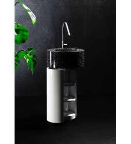 Relax Design Duo Umywalka wolnostojąca ∅50 z szafką cylindryczną white glossy/black-white DUO50LX01GLOSSYBLACKWHITE