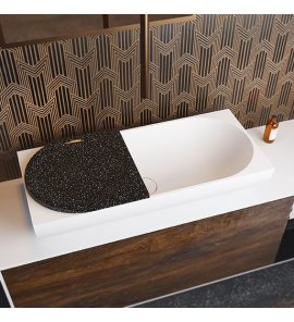Relax Design Lodge Umywalka stawiana 90x40 z tacką i korkiem white matt/black white matt LODGELX01MATTBLACKWHITE