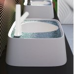  Relax Design Pebble Umywalka stawiana 59x41 z korkiem white matt/ischia green PEBBLELX01MATTISCHIAGREEN