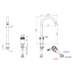 Remer Atelier Bateria umywalkowa jednouchwytowa wysoka dwuotworowa Brushed Gold AL57LBG