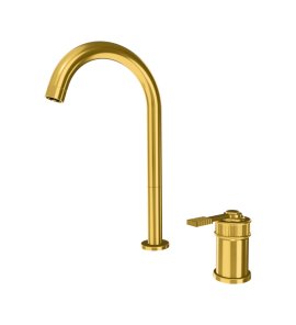 Remer Atelier Bateria umywalkowa jednouchwytowa wysoka dwuotworowa Brushed Gold AL57LBG