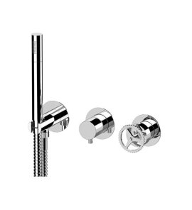 Remer Chrono Bateria natryskowa podtynkowa z zestawem natryskowym 2-drożna - element zewnętrzny Chrom CH97D2PWB