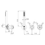 Remer Chrono Bateria natryskowa podtynkowa z zestawem natryskowym 2-drożna - element zewnętrzny Brushed Black Chrome CH97D2PWBCFP