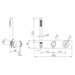 Remer Chrono Bateria natryskowa podtynkowa z zestawem natryskowym 3-drożna - element zewnętrzny Brushed Black Chrome CH97D3WBCFP