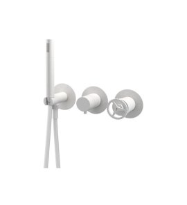 Remer Chrono Bateria natryskowa podtynkowa z zestawem natryskowym 2-drożna - element zewnętrzny Matt White CH97D2PWBBO