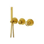 Remer Chrono Bateria natryskowa podtynkowa z zestawem natryskowym 2-drożna - element zewnętrzny Shiny Gold CH97D2PWBDO