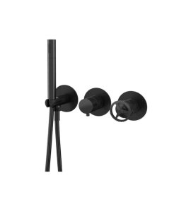 Remer Chrono Bateria natryskowa podtynkowa z zestawem natryskowym 3-drożna - element zewnętrzny Brushed Black Chrome CH97D3PWBCFP