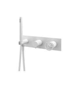 Remer Chrono Bateria natryskowa podtynkowa z zestawem natryskowym 2-drożna - element zewnętrzny Matt White CH97D2WBBO