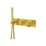 Remer Chrono Bateria natryskowa podtynkowa z zestawem natryskowym 3-drożna - element zewnętrzny Shiny Gold CH97D3WBDO